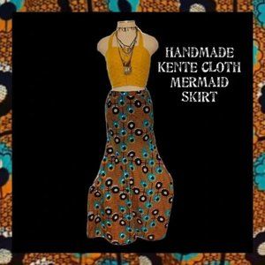 Handmade Tiered Kente Cloth Maxi Mermaid Skirt